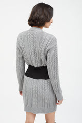 Alexander McQueen Grey & Black Cable Knit Sweater Dress