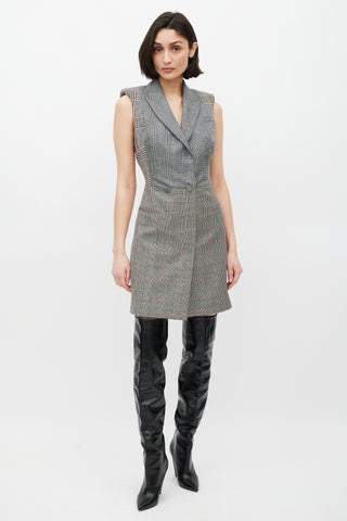 grey plaid blazer dress McQueen // & White Glen Check – VSP Consignment COLOR_364_FOREST GREEN