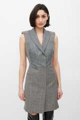 Alexander McQueen Grey & White Glen Check Blazer Dress
