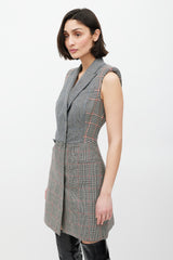 Alexander McQueen Grey & White Glen Check Blazer Dress