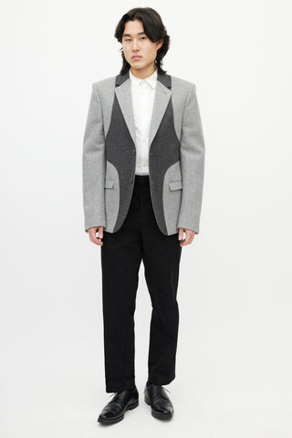 Alexander McQueen Grey Wool Panelled Blazer