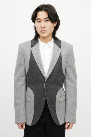 Alexander McQueen Grey Wool Panelled Blazer