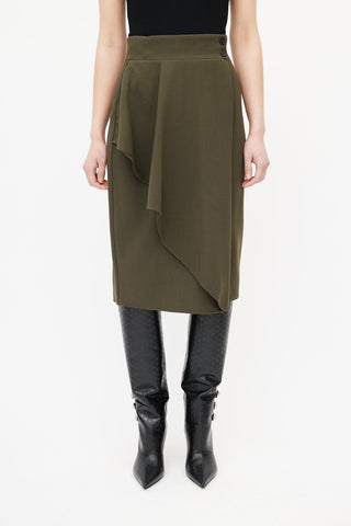 Alexander McQueen Khaki Green Drape Wrap Skirt