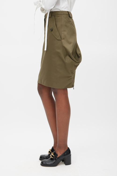 Alexander McQueen Khaki Green Structural Panelled Skirt
