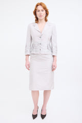 Alexander McQueen Grey Silk Floral Skirt Suit