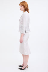 Alexander McQueen Grey Silk Floral  Skirt Suit