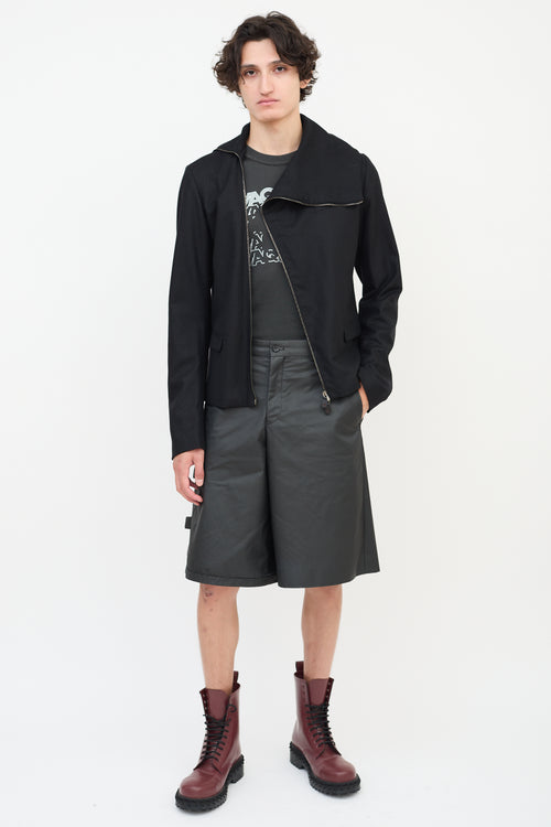 Alexander McQueen McQ Black Wool Asymmetrical Zip Jacket