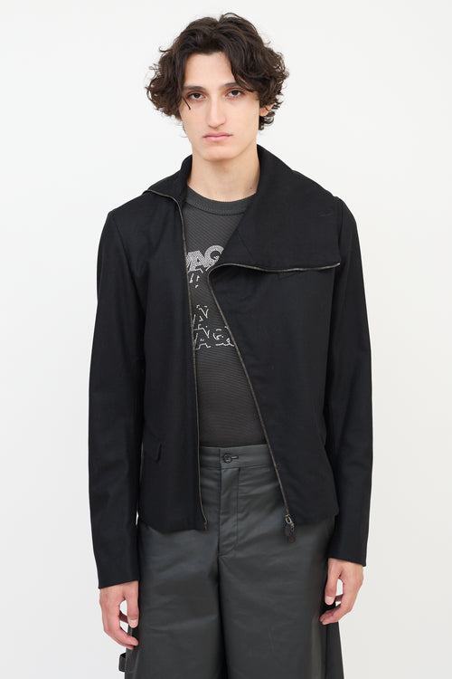 Alexander McQueen McQ Black Wool Asymmetrical Zip Jacket