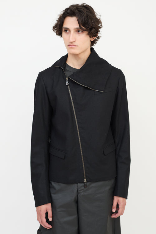 Alexander McQueen McQ Black Wool Asymmetrical Zip Jacket