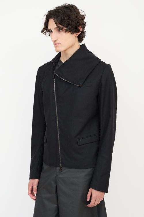 Alexander McQueen McQ Black Wool Asymmetrical Zip Jacket