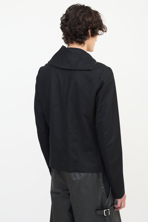 Alexander McQueen McQ Black Wool Asymmetrical Zip Jacket