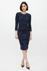 Alexander McQueen Navy & Black Paisley Lace Dress