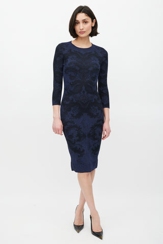 Alexander McQueen Navy & Black Paisley Lace Dress
