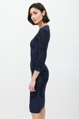 Alexander McQueen Navy & Black Paisley Lace Dress