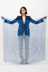 Alexander McQueen Blue & Black Silk Skull Scarf