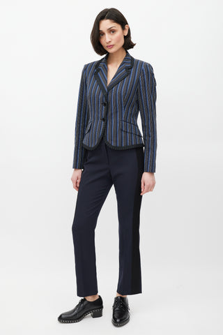 Alexander McQueen Navy & Black Wool Striped Trouser