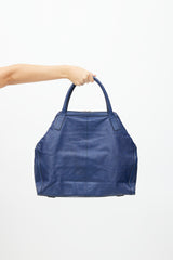 Alexander McQueen Navy Leather De Manta Tote Bag