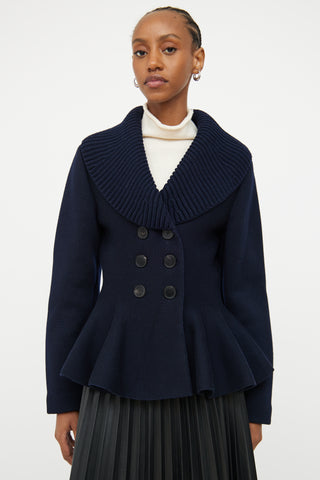 Alexander McQueen Navy Wool Peplum Jacket