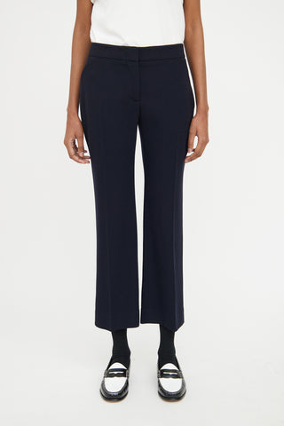 Alexander McQueen Navy Wool Pleat Trouser