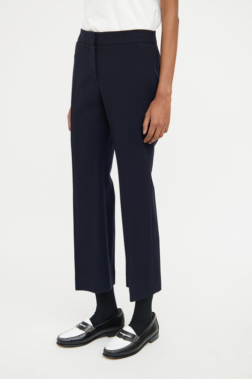 Alexander McQueen Navy Wool Pleat Trouser