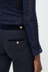 Alexander McQueen Navy & Gold Wool Straight Leg Trouser