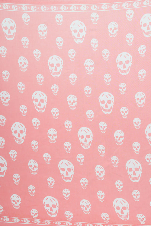 Alexander McQueen Pink & White Classic Skull Scarf