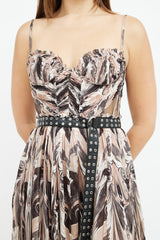 Alexander McQueen Pre-Fall 2017 Pink & Black Print Belted Dress