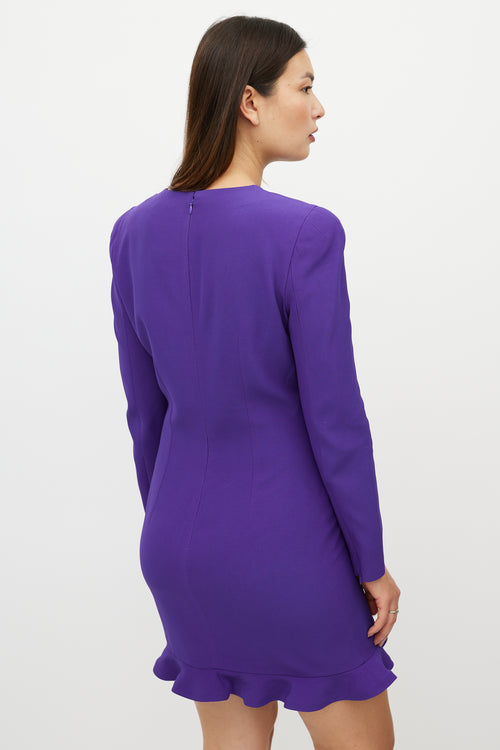 Alexander McQueen Purple Structured Shoulder Dress