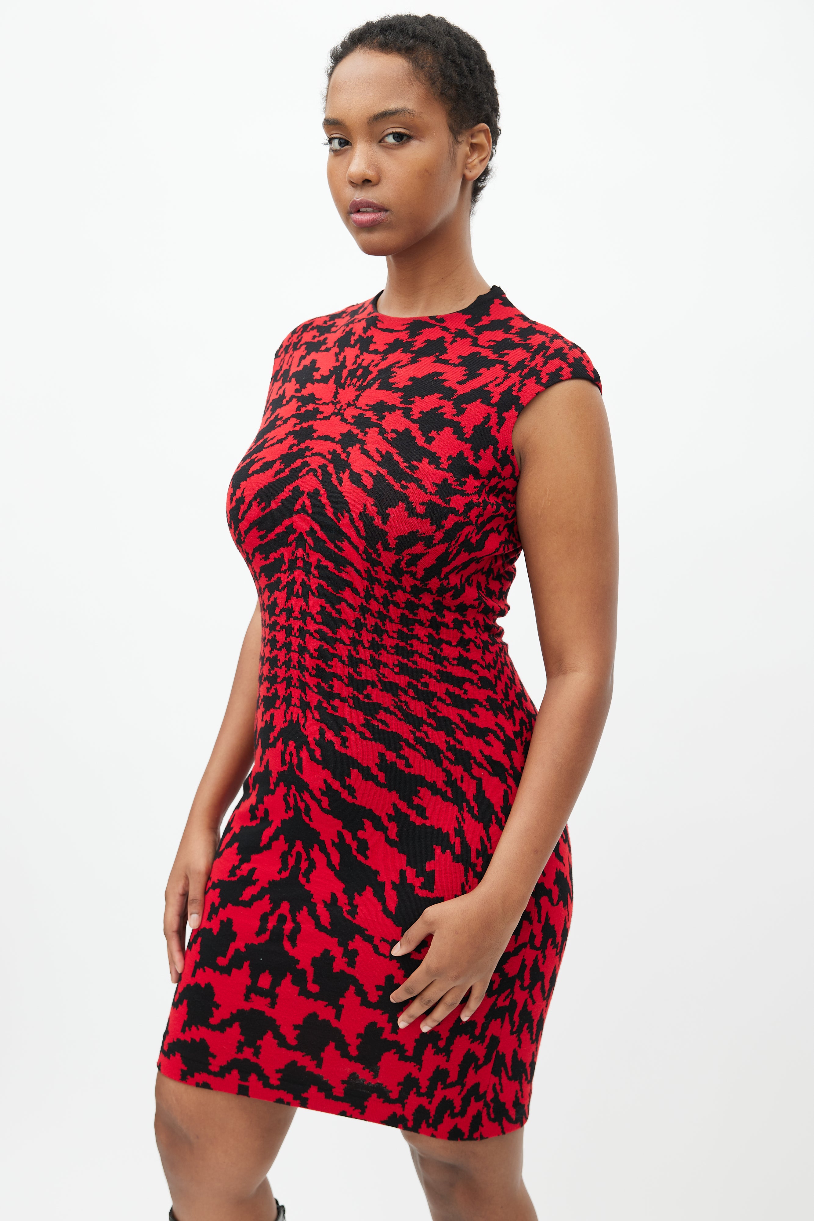 alexander mcqueen red and black dress McQueen // Knit Lace Midi Dress VSP Consignment