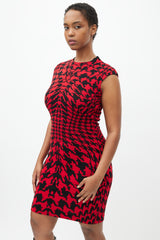Alexander McQueen Red & Black Houndstooth Dress