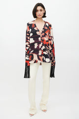 Alexander McQueen Red & Multicolour Fringe Silk Shirt