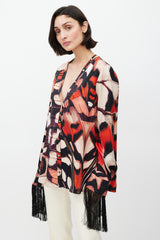 Alexander McQueen Red & Multicolour Fringe Silk Shirt