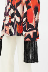 Alexander McQueen Red & Multicolour Fringe Silk Shirt
