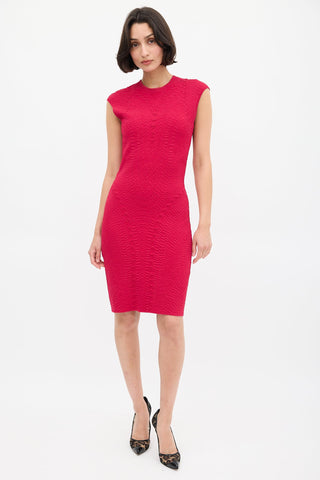 Alexander McQueen Red Textured Knit Fitted Dress