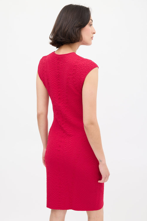 Alexander McQueen Red Textured Knit Fitted Dress
