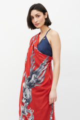 Alexander McQueen Red & White Skull Print Scarf