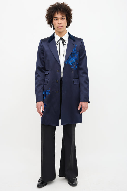 Alexander McQueen Satin Floral Embroidered Blazer