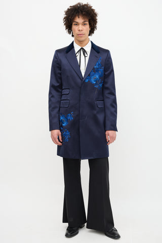 Alexander McQueen Satin Floral Embroidered Blazer