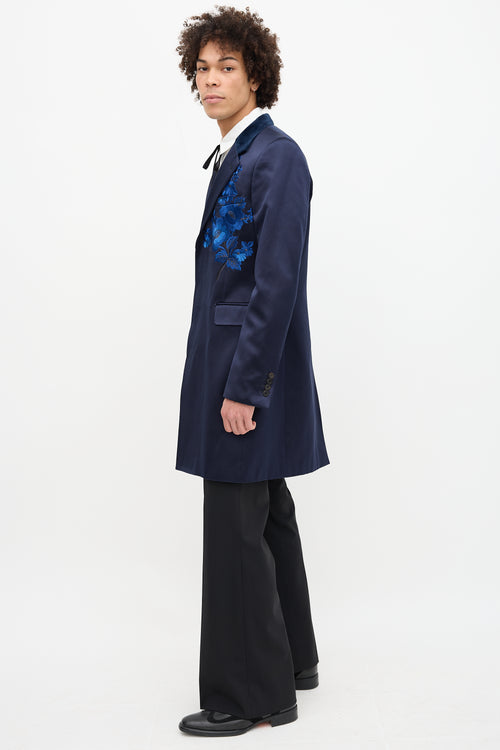 Alexander McQueen Satin Floral Embroidered Blazer