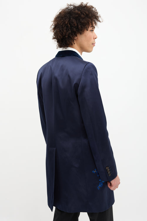 Alexander McQueen Satin Floral Embroidered Blazer