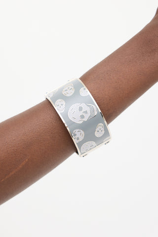 Alexander McQueen Silver & Grey Skull Bracelet