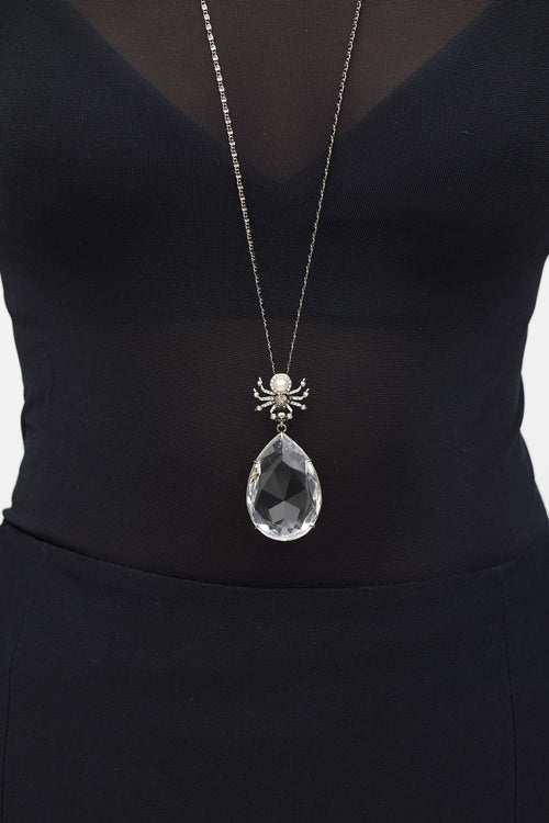 Alexander McQueen Silver Spider Crystal Droplet Necklace