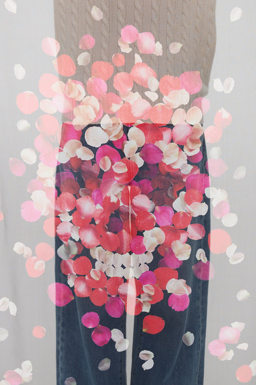 Alexander McQueen Black & Pink Silk Petal Skull Scarf