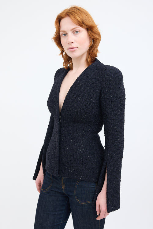 Alexander McQueen Black Sparkle Knit Boucle Jacket