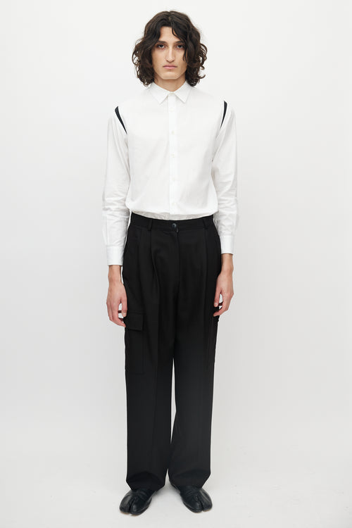 Alexander McQueen White & Black Cotton Button Up Shirt