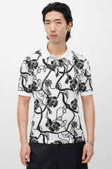 Alexander McQueen White & Black Rope Print Polo