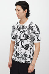 Alexander McQueen White & Black Rope Print Polo