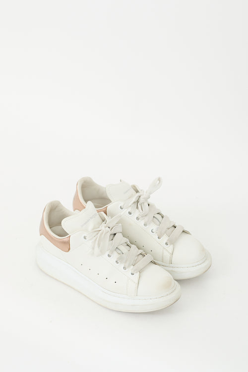 Alexander McQueen White & Bronze Leather Oversized Sneaker