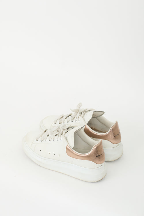 Alexander McQueen White & Bronze Leather Oversized Sneaker