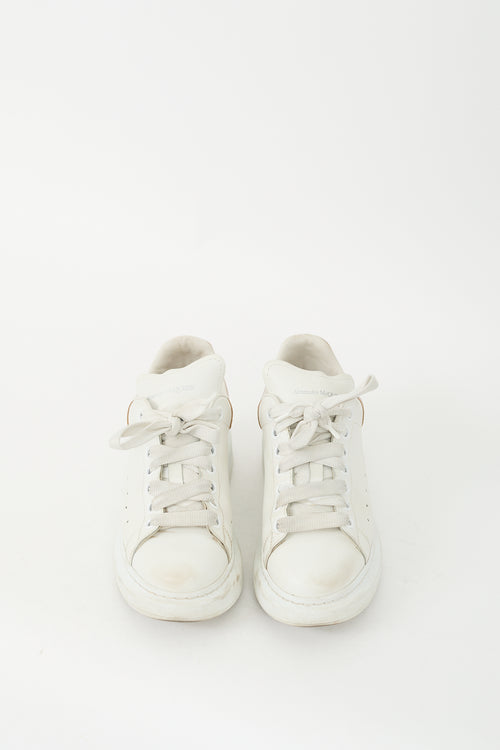 Alexander McQueen White & Bronze Leather Oversized Sneaker